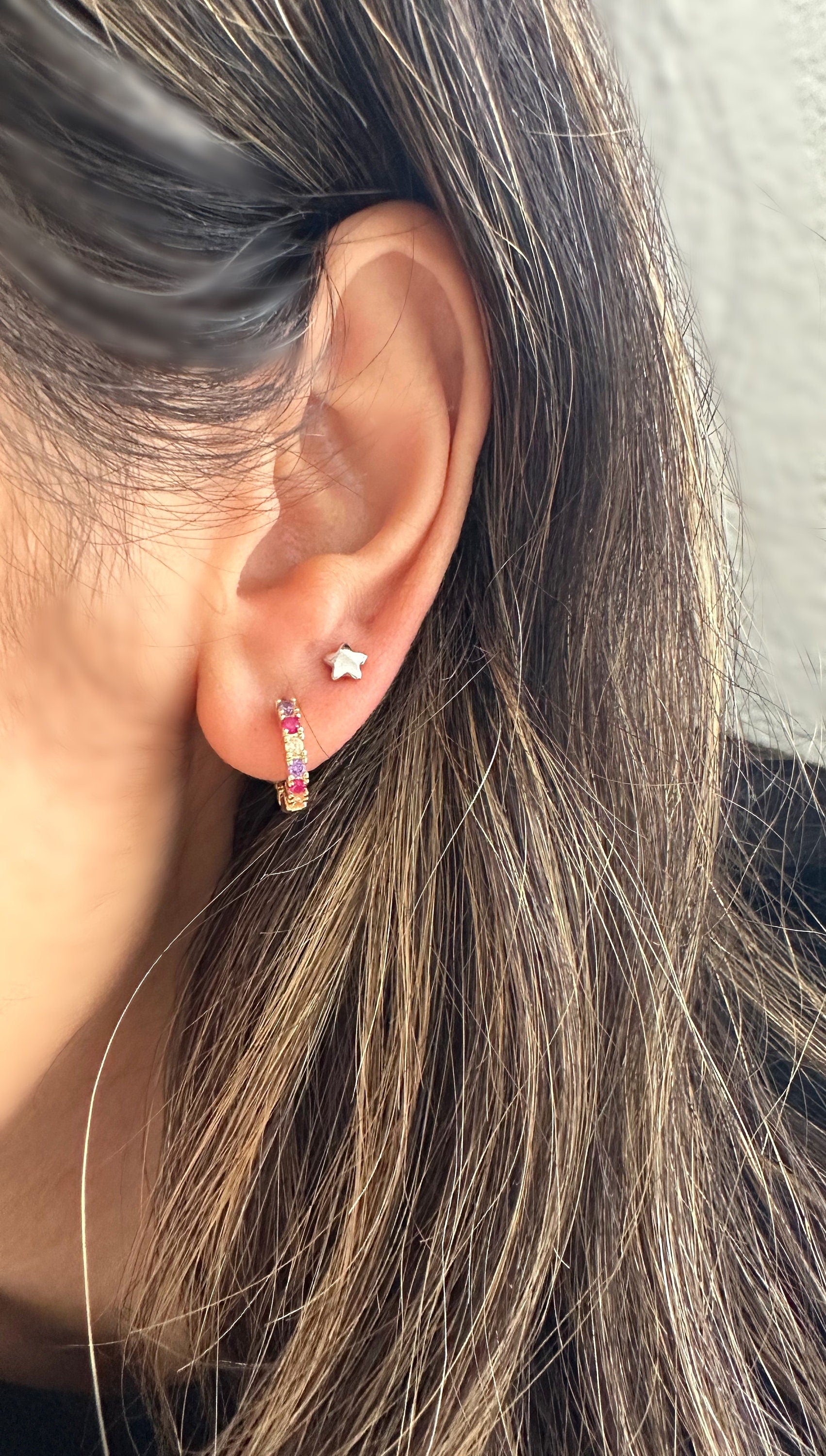 Rhodium Star Stud Earrings