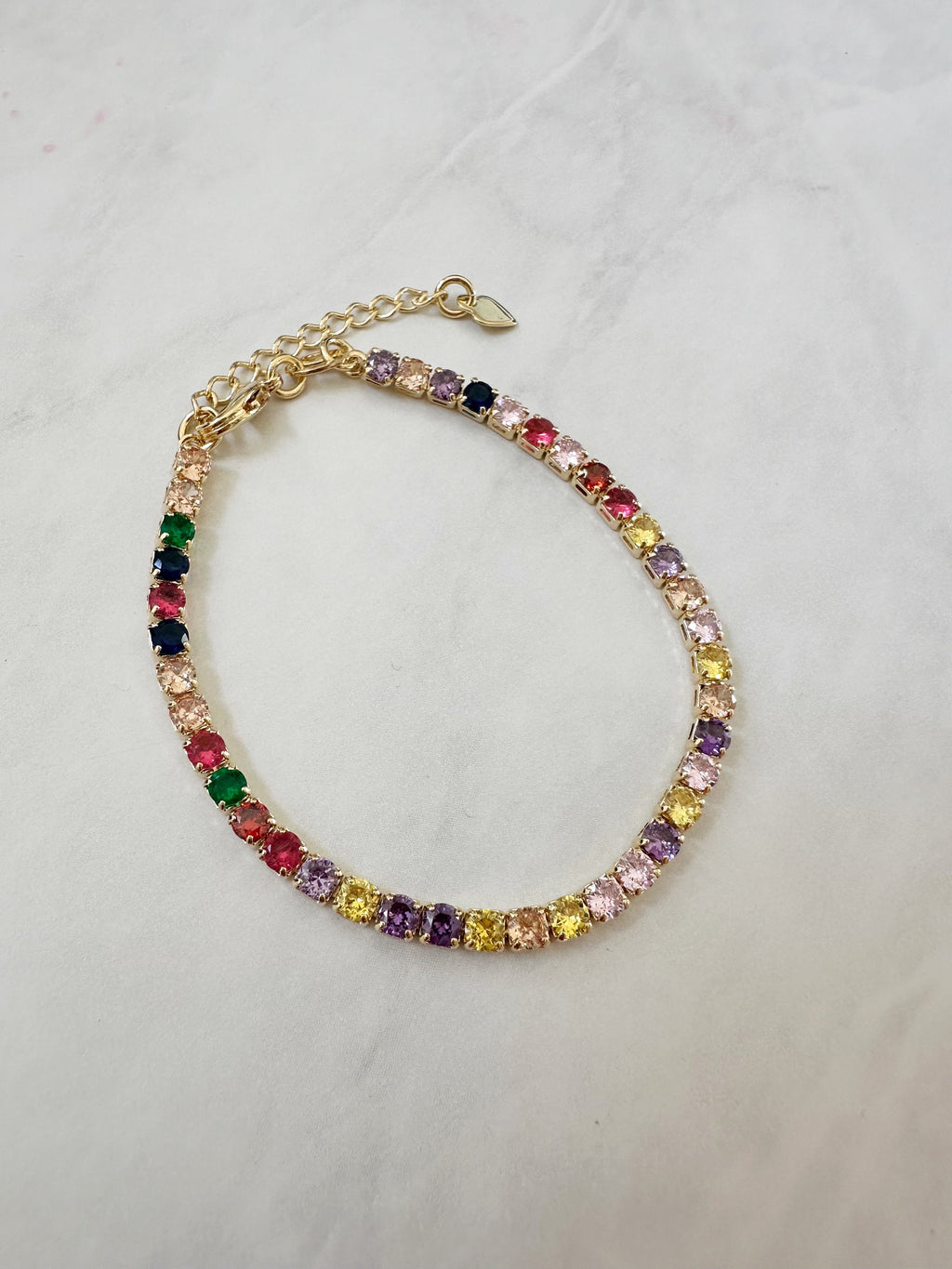 18k Gold Filled Rainbow Cubic Zirconia Tennis Bracelet