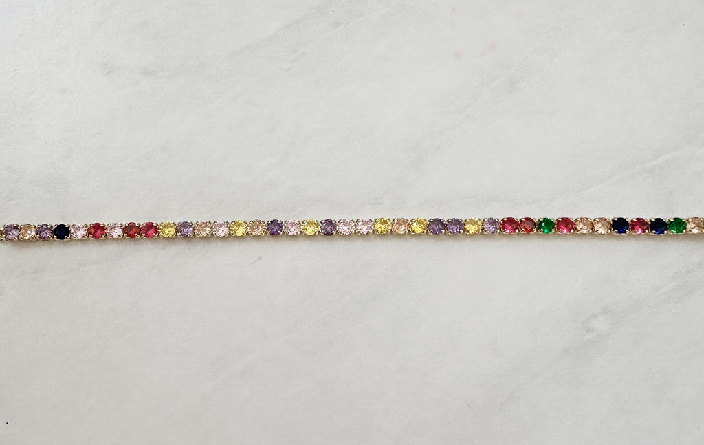 18k Gold Filled Rainbow Cubic Zirconia Tennis Bracelet