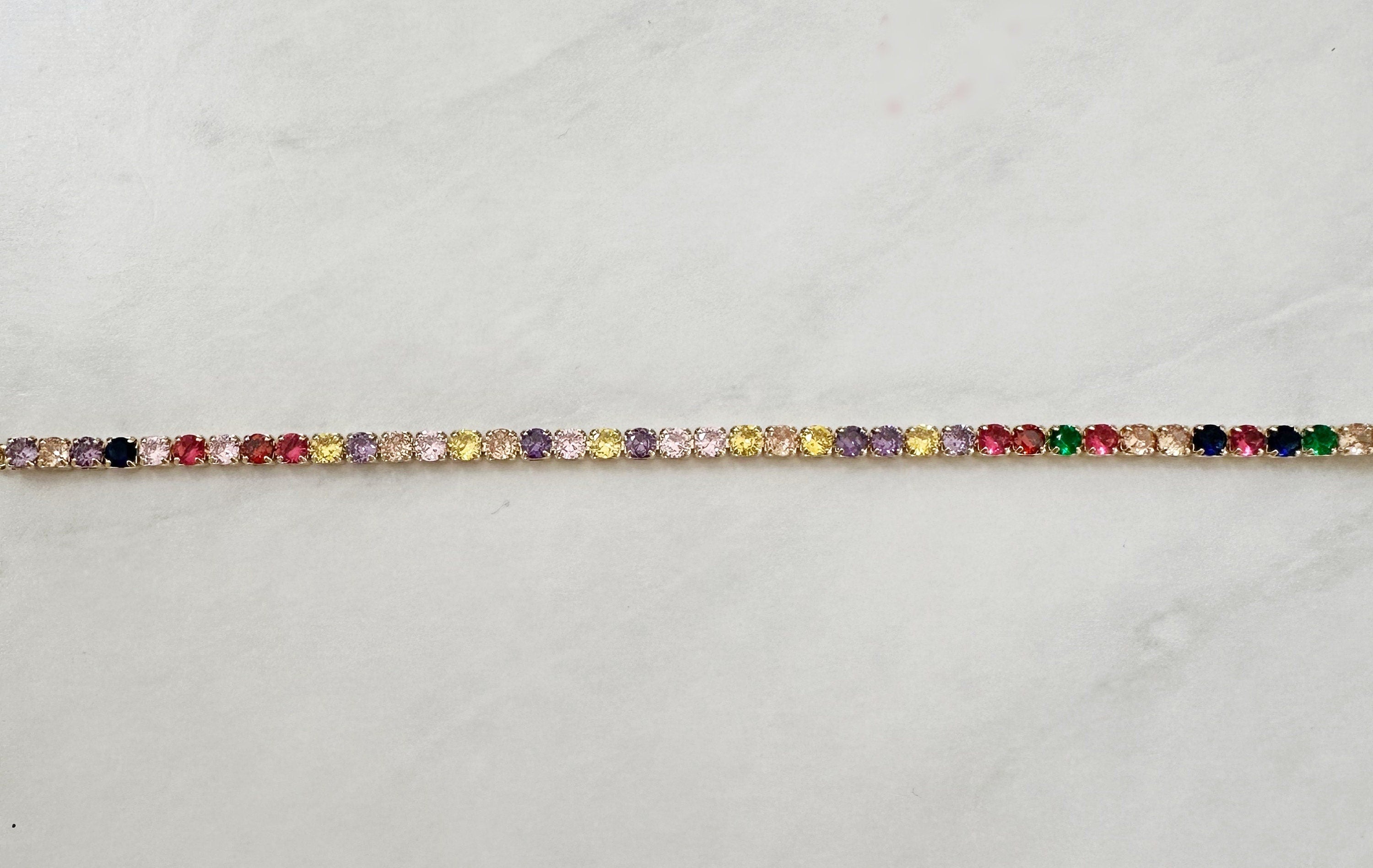 18k Gold Filled Rainbow Cubic Zirconia Tennis Bracelet