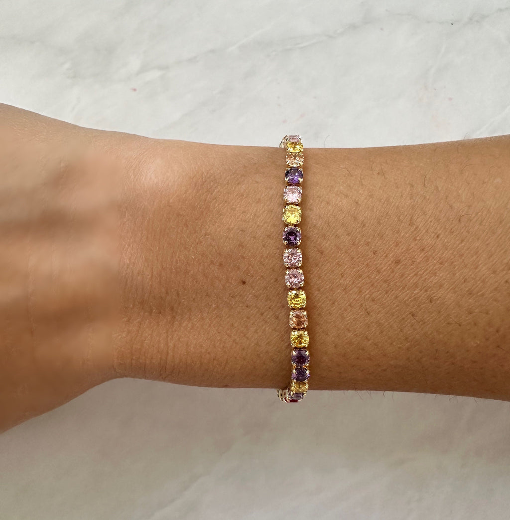18k Gold Filled Rainbow Cubic Zirconia Tennis Bracelet