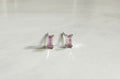 Pink CZ Silver Baguette Stud Earrings, Silver Studs, Valentine’s Day