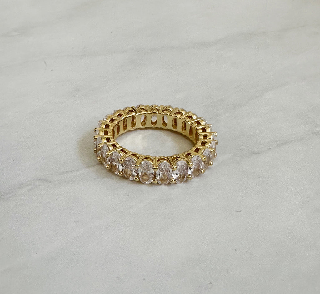 18k Gold Filled Oval CZ Eternity Ring