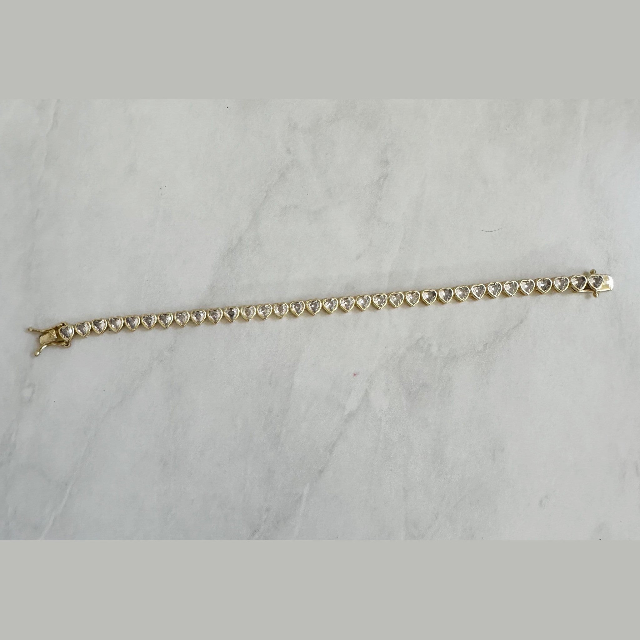 18k Gold Filled CZ Heart Tennis Bracelet Valentines Day