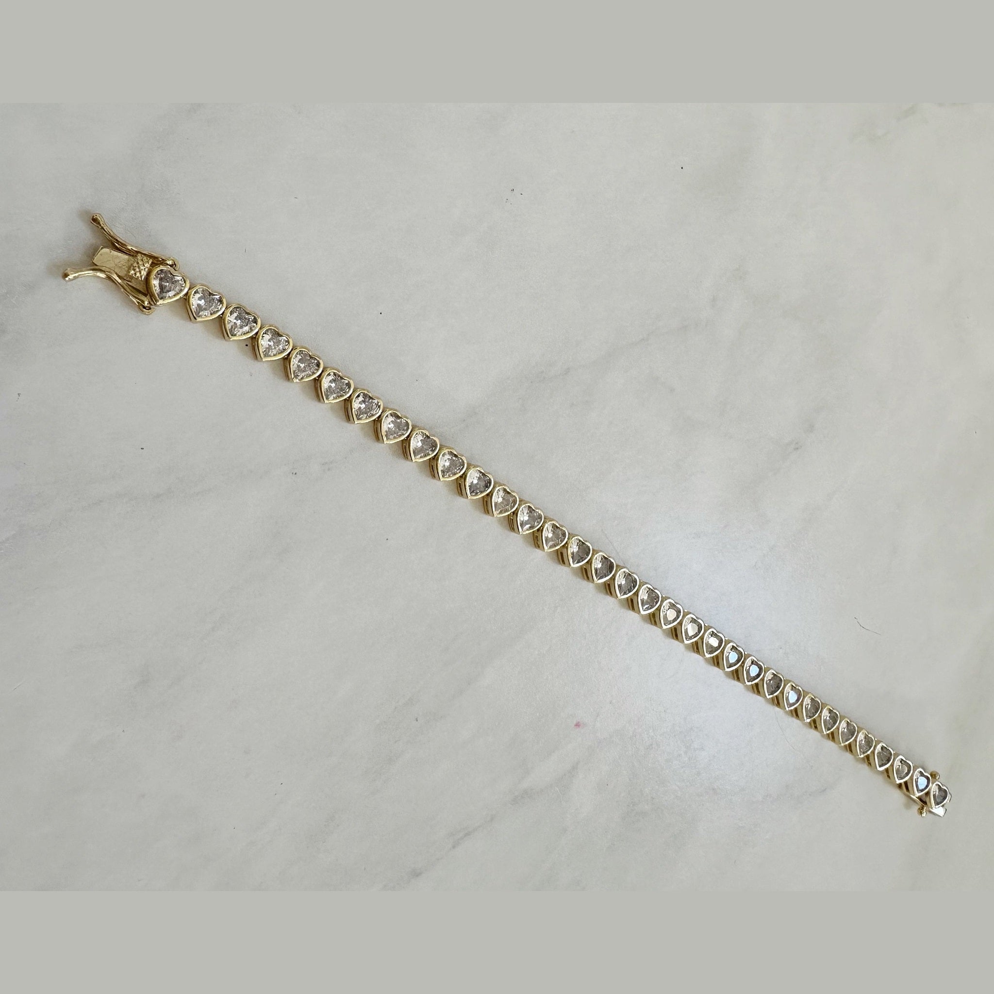 18k Gold Filled CZ Heart Tennis Bracelet Valentines Day