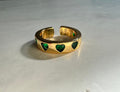 Green CZ Heart Ring: 18k Gold Plated Statement Jewelry Valentines Day