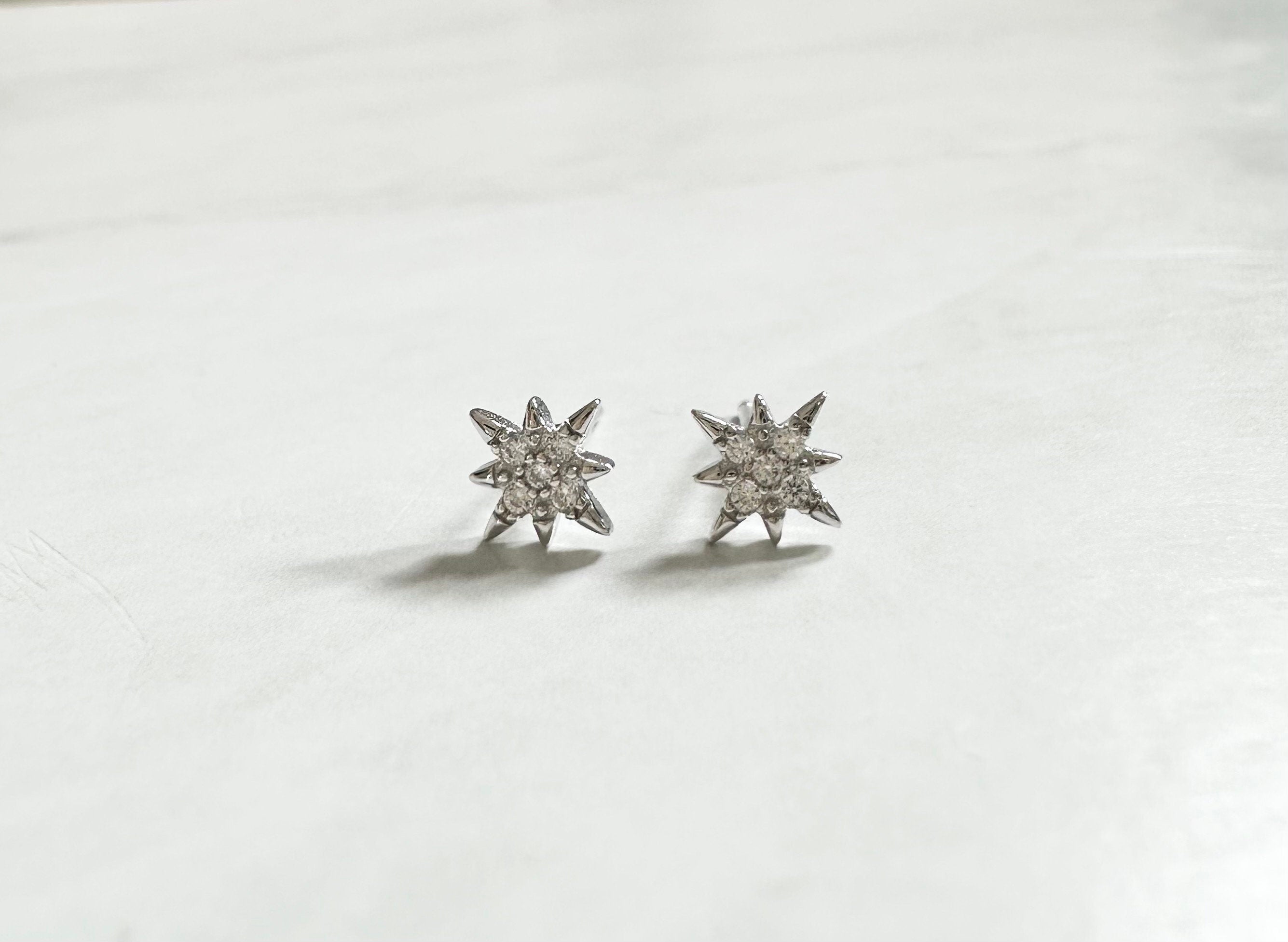 18k Rhodium Plated CZ Star Stud Earrings: Celestial Jewelry