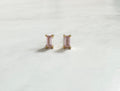 Pink CZ Gold Baguette Stud Earrings, Baguette Studs