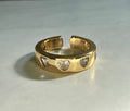 Gold CZ Heart Ring: 18k Plated Statement Jewelry Valentines Day