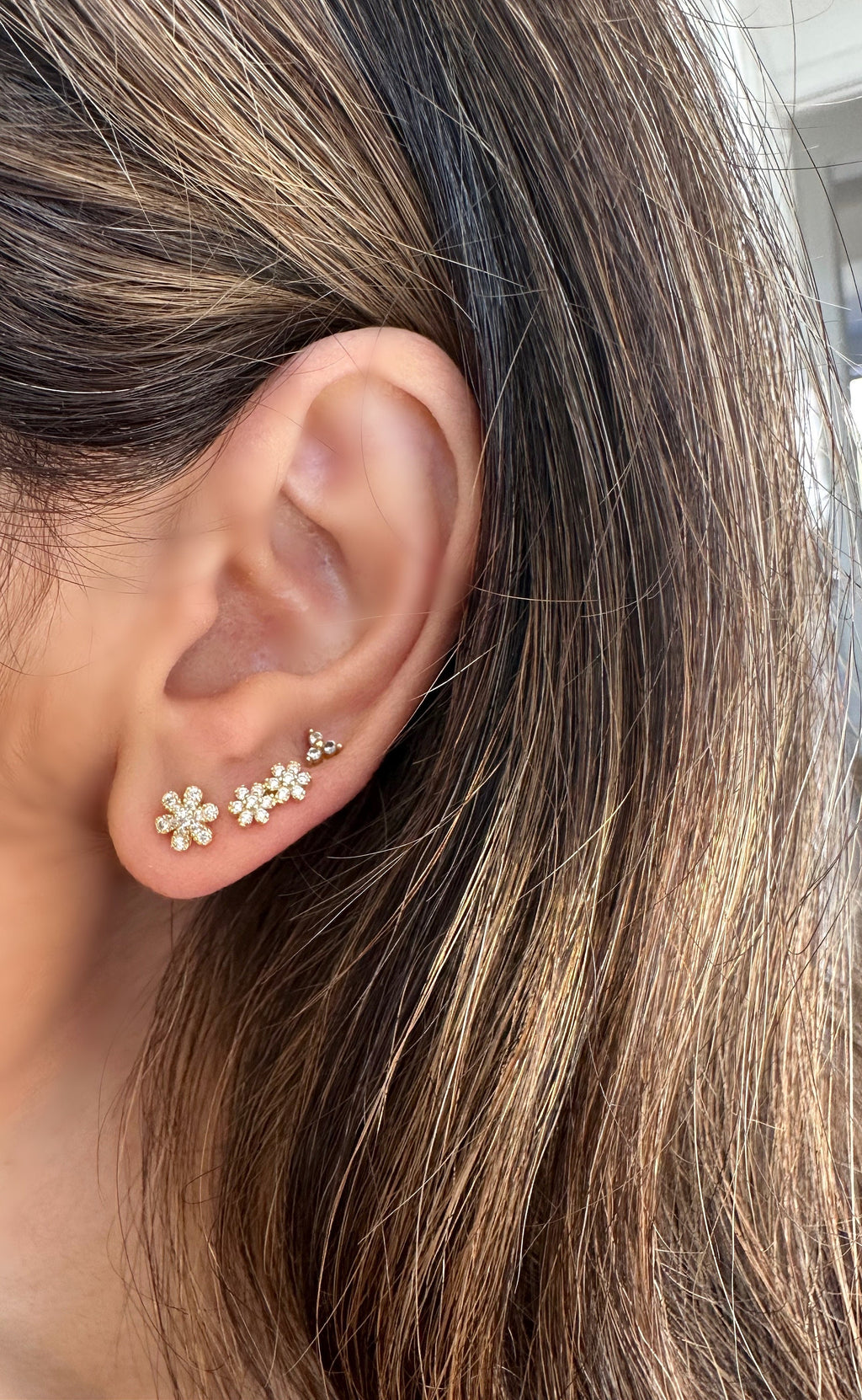 Gold Flower CZ Stud Earrings, Flower Studs, Flower Earrings