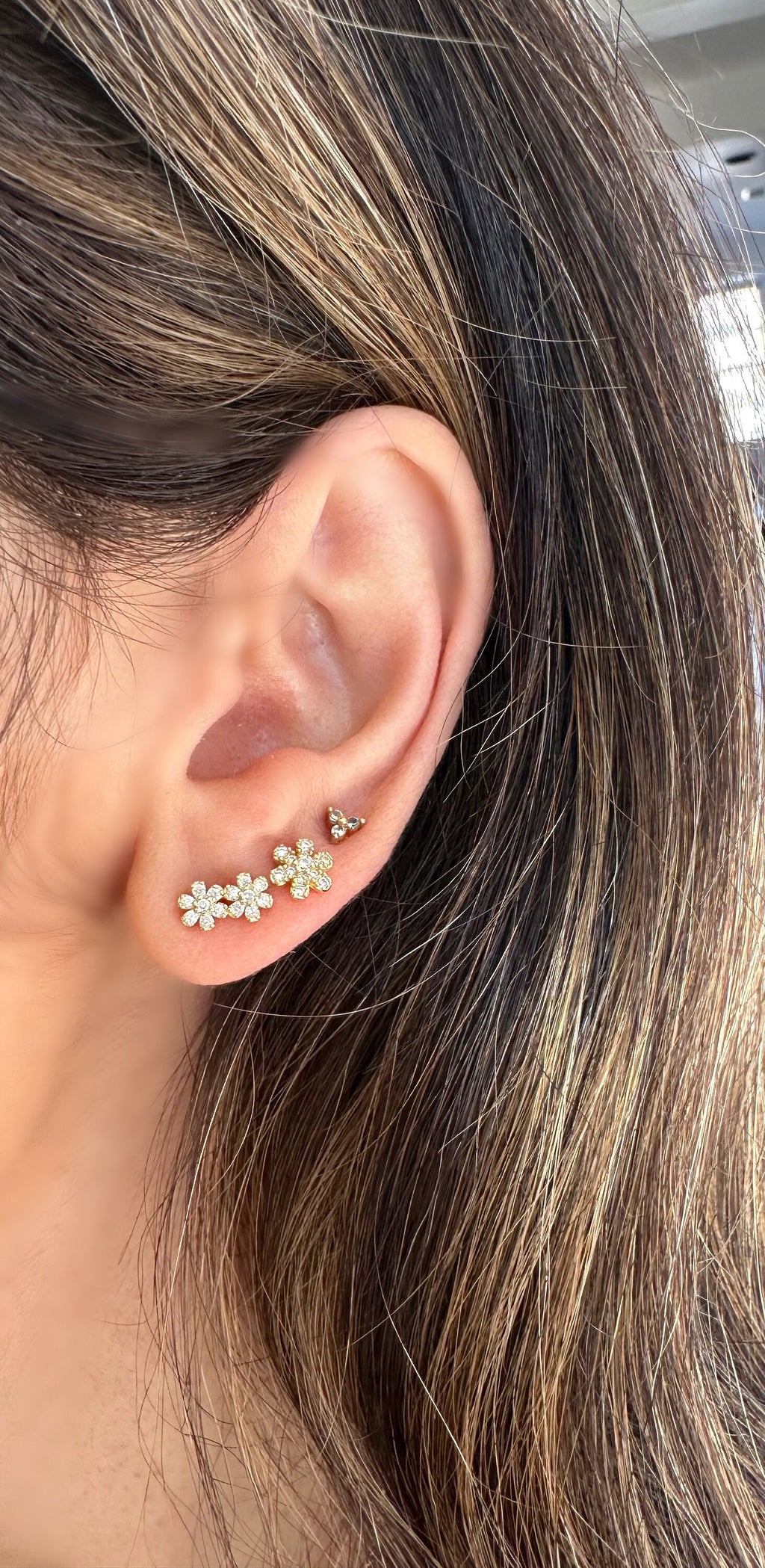 Gold Flower CZ Stud Earrings, Flower Studs, Flower Earrings
