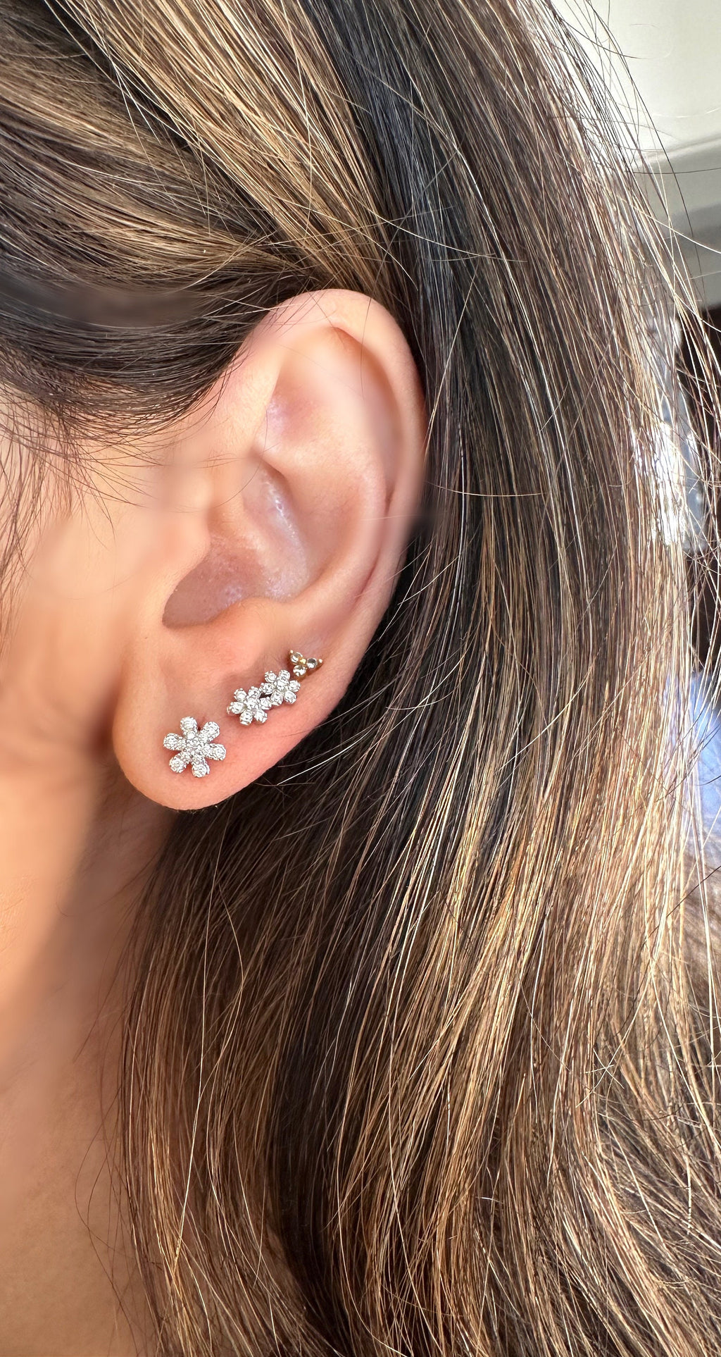 Rhodium Flower CZ Stud Earrings, Flower Studs, Flower Earrings