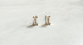Clear CZ Gold Baguette Stud Earrings, Baguette Studs