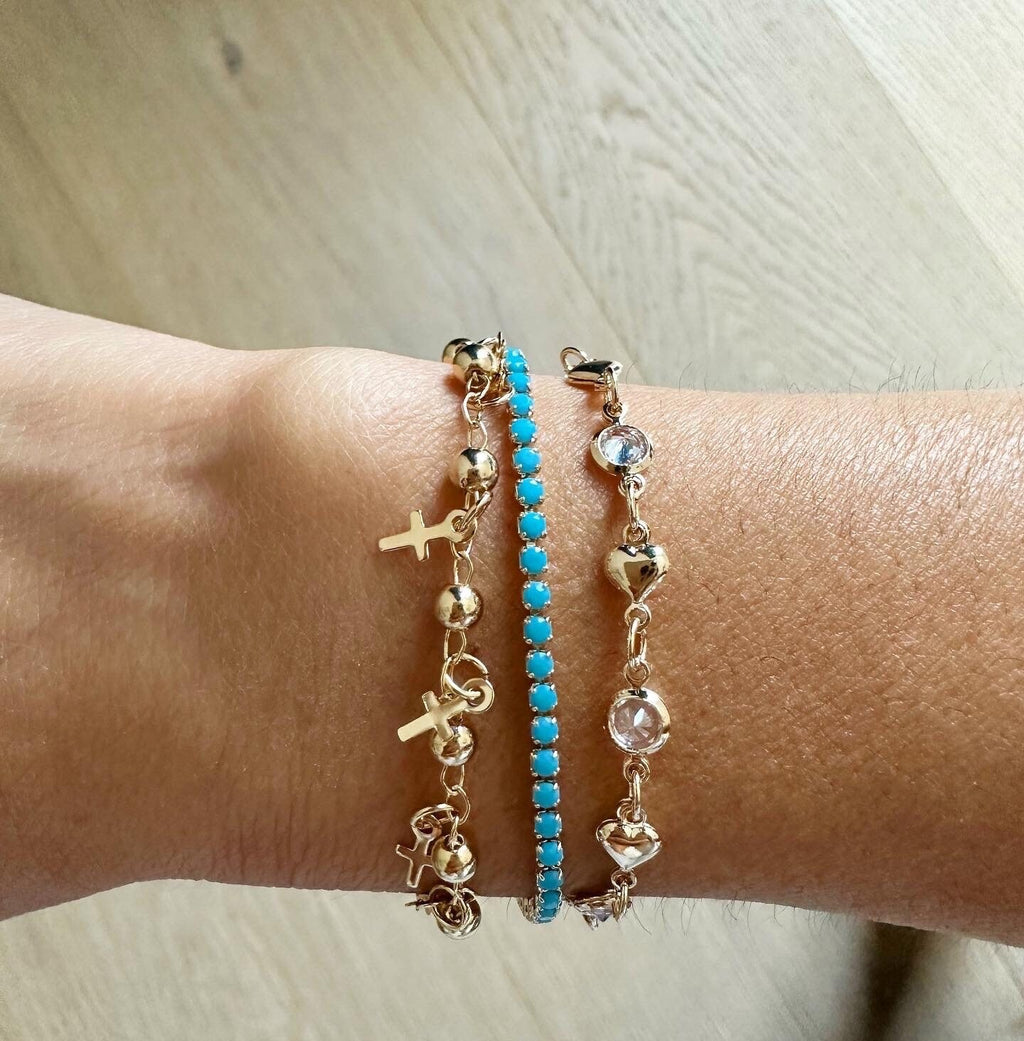 18k Gold Filled Heart CZ Bracelet: Dainty Chain Valentines Day
