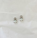 White Opal CZ Silver Stud Earrings, Opal Studs, Opal Earrings