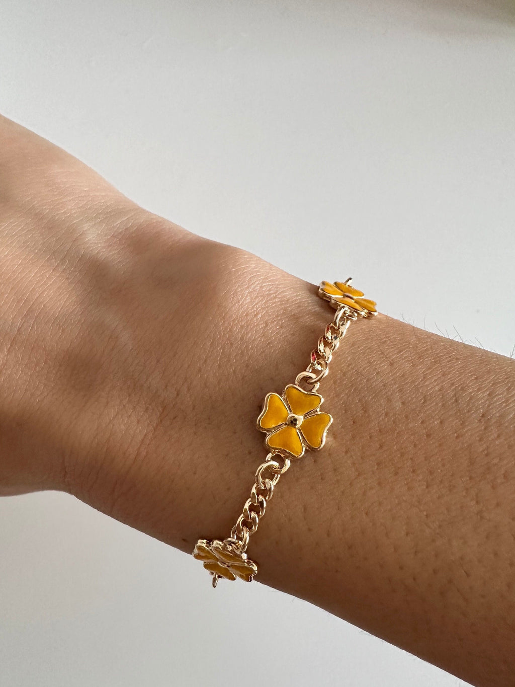 18k gold filled Yellow and Gold Clover Chain Bracelet, Dainty Bracelet