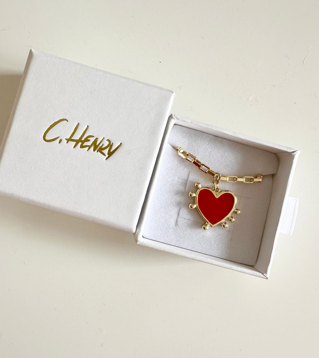 Red Heart Statement Necklace