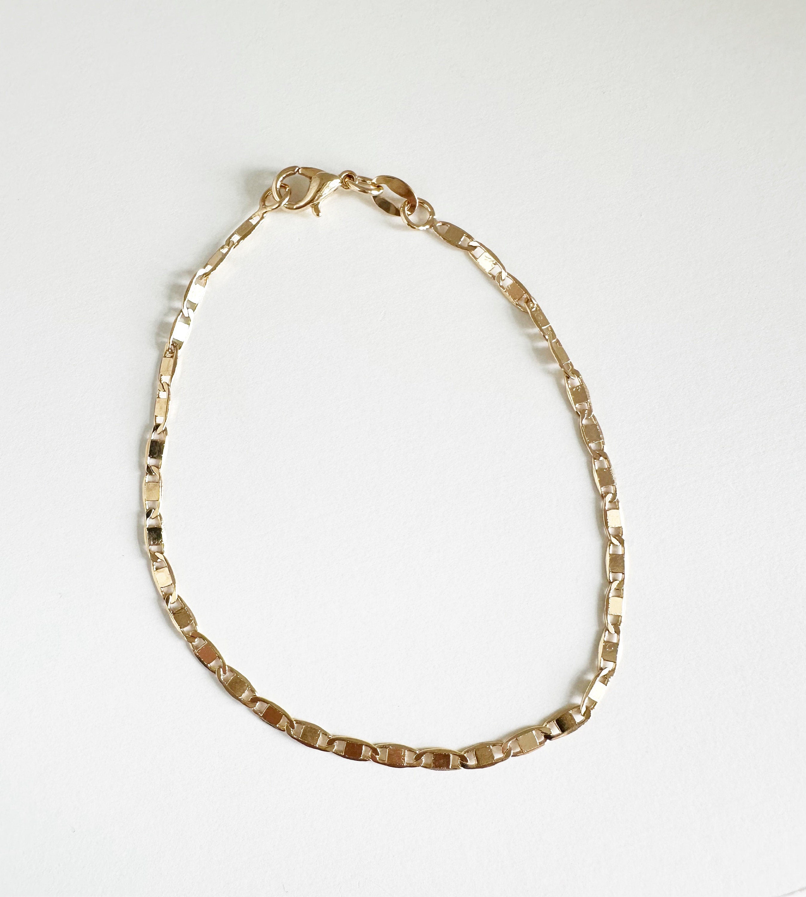 18k Gold Filled Mariner Chain Bracelet: Dainty Diamond Cut Bracelet