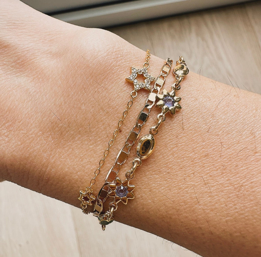 18k Gold Filled Mariner Chain Bracelet: Dainty Diamond Cut Bracelet