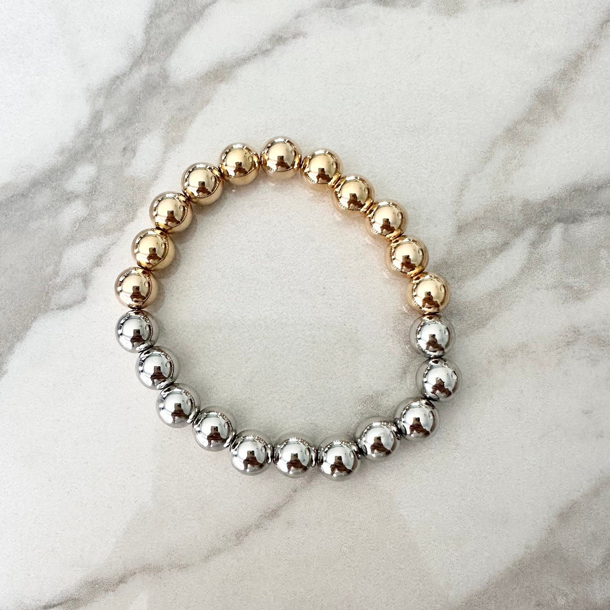 Two Tone Large Beaded Bracelet