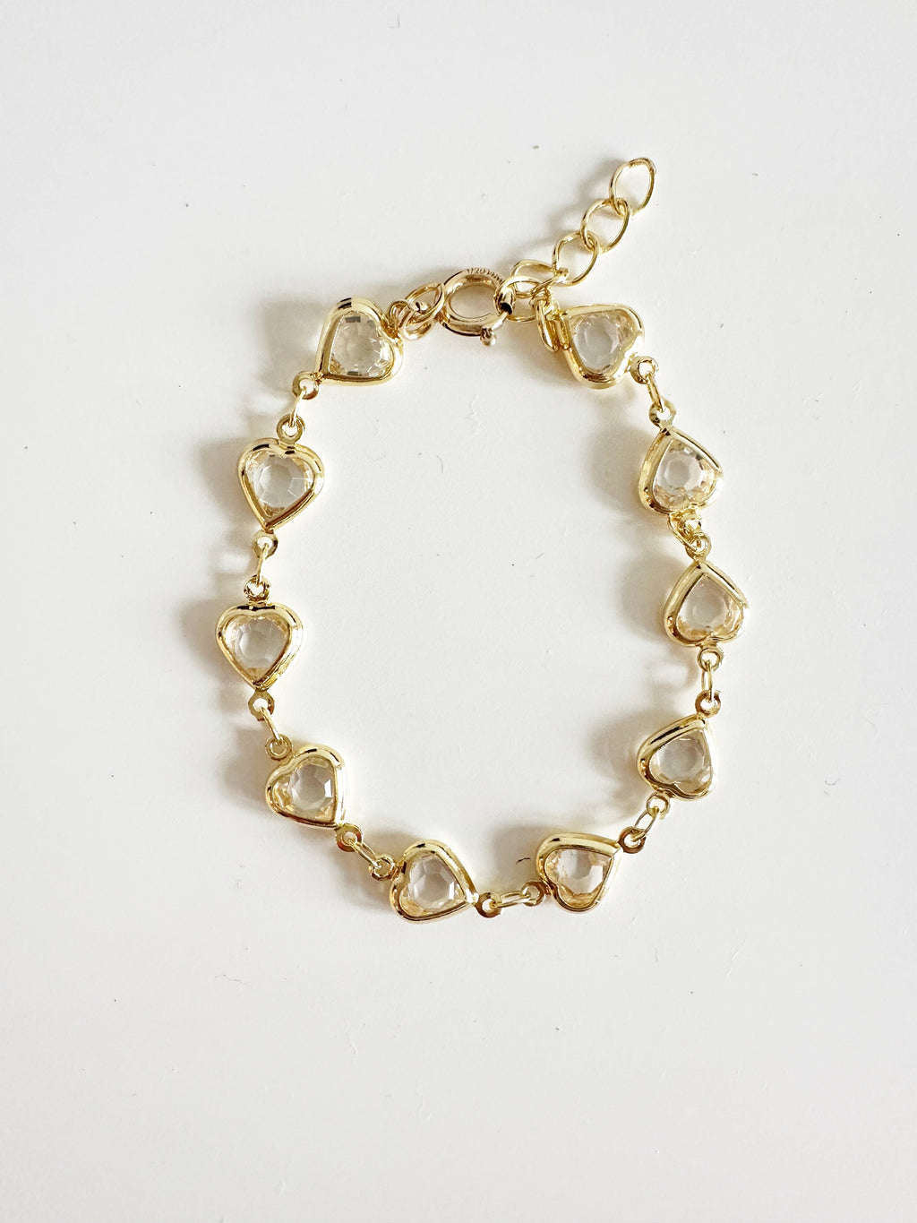 18k Gold Heart Bracelet: Clear CZ Dainty Chain Valentines Day