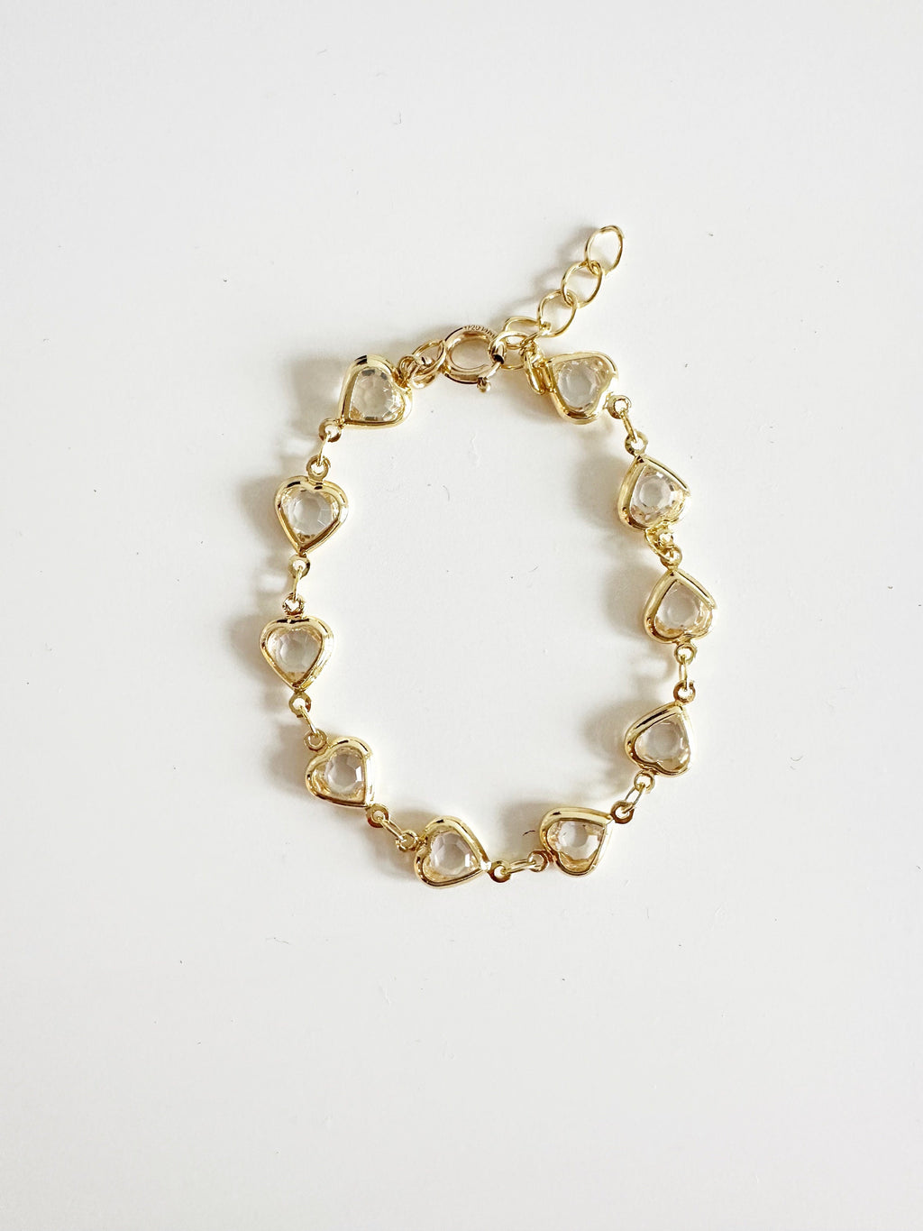 18k Gold Heart Bracelet: Clear CZ Dainty Chain Valentines Day
