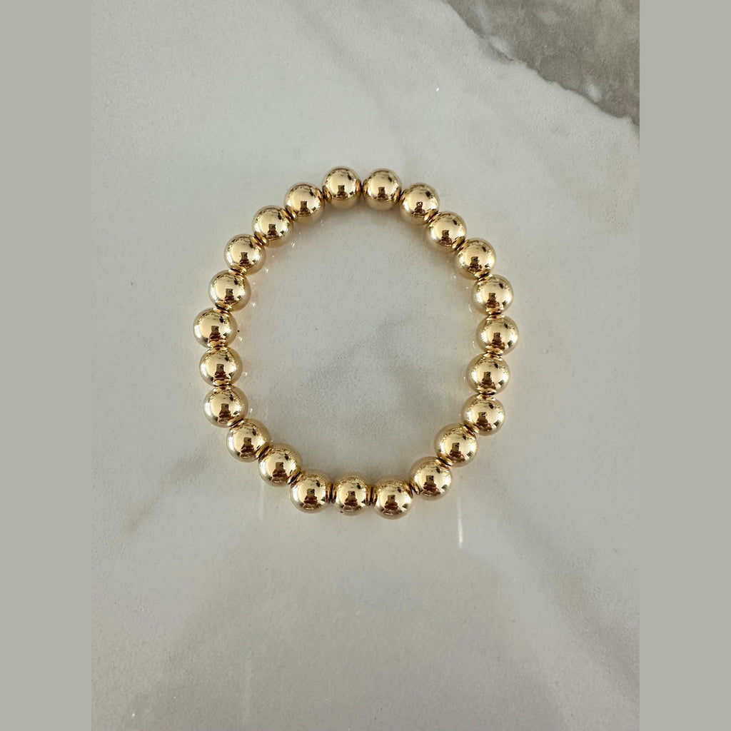 18k Gold Filled Beaded Bracelet: Chunky Stacking Jewelry