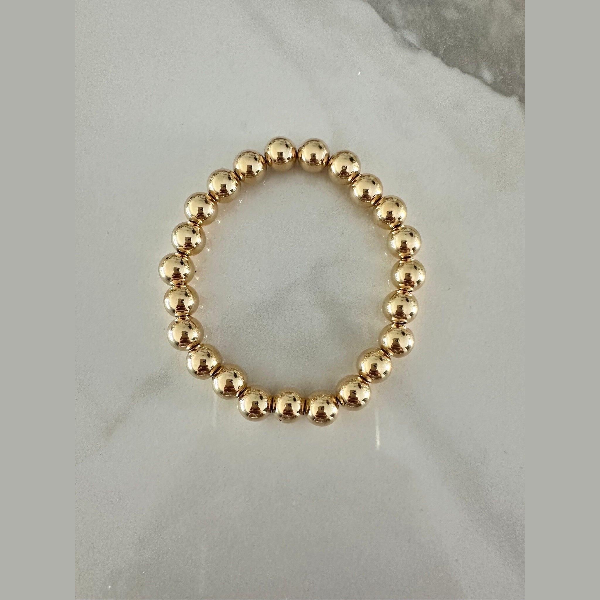 18k Gold Filled Beaded Bracelet: Chunky Stacking Jewelry