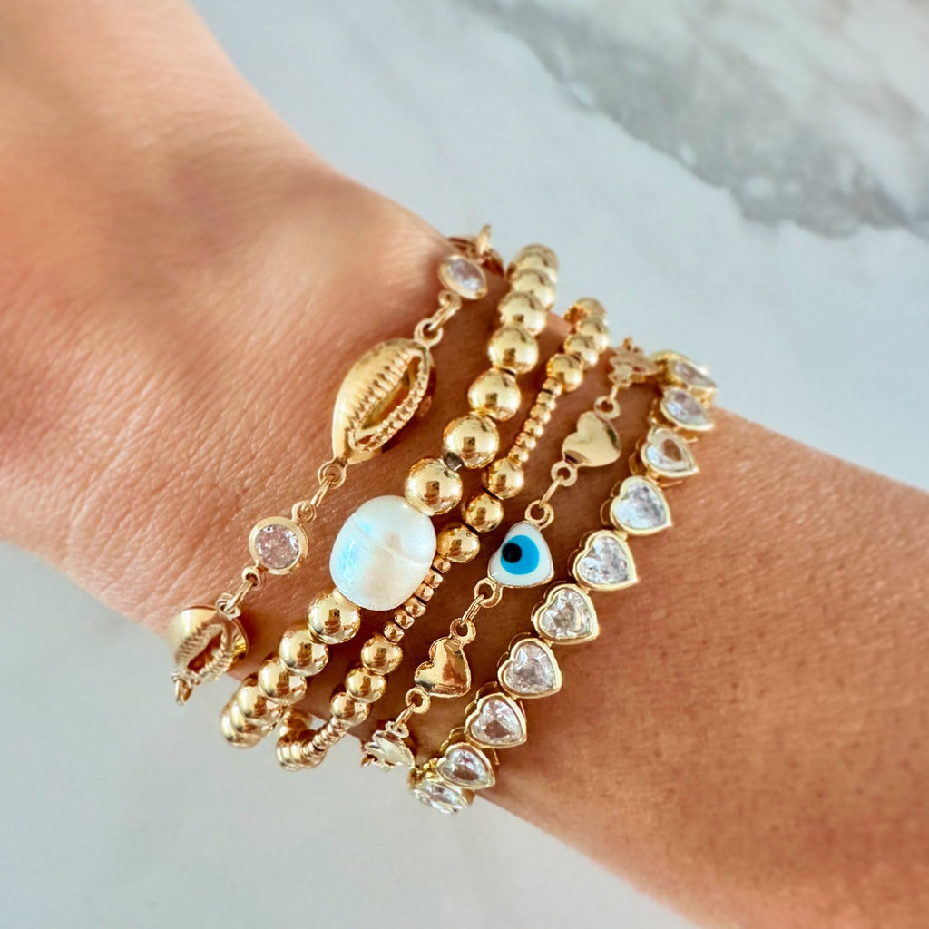 18k gold filled medium trio beaded Bracelet, Dainty Bracelet