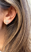 18k Gold Filled CZ Cross Stud Earrings, Cross Earrings, Gold Studs