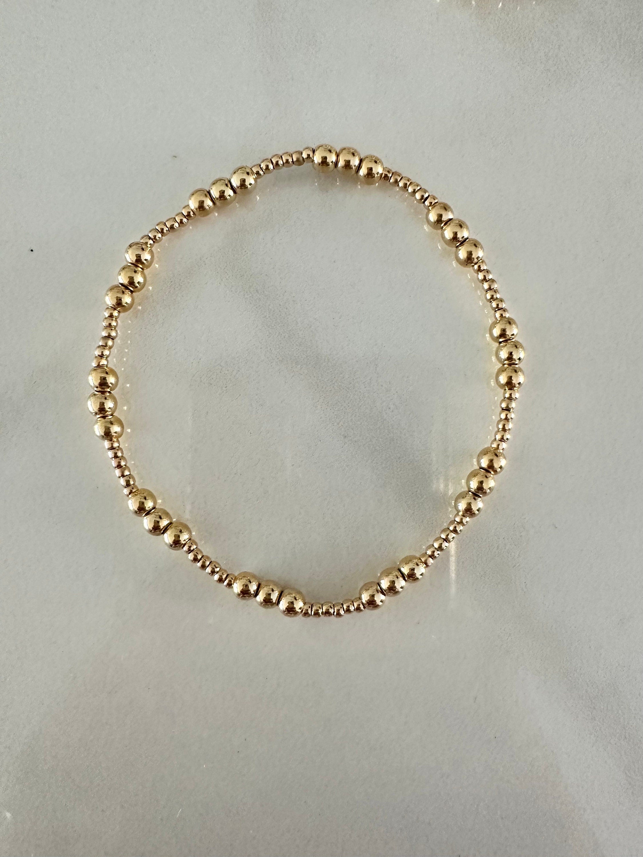 18k gold filled trio beaded stretch Bracelet