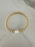18k gold filled medium beaded Bracelet with Pearl