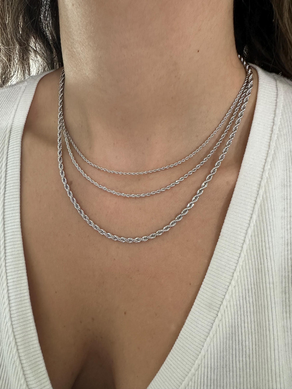 18k Gold Filled Triple Rope Chain Necklace-Statement Necklace, Layering Necklace