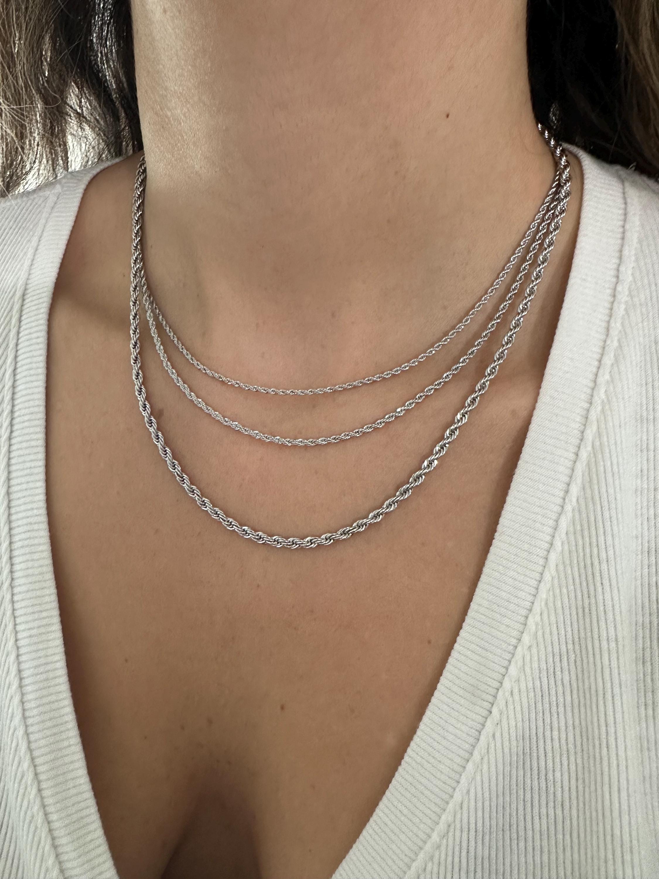 18k Gold Filled Triple Rope Chain Necklace-Statement Necklace, Layering Necklace