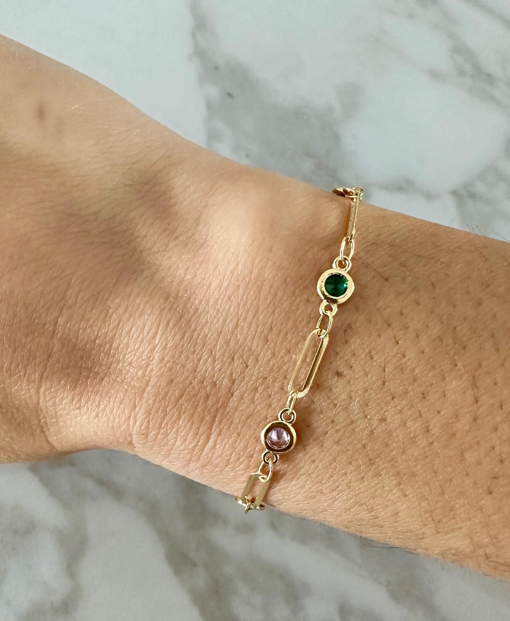 Multicolored CZ Chain Bracelet