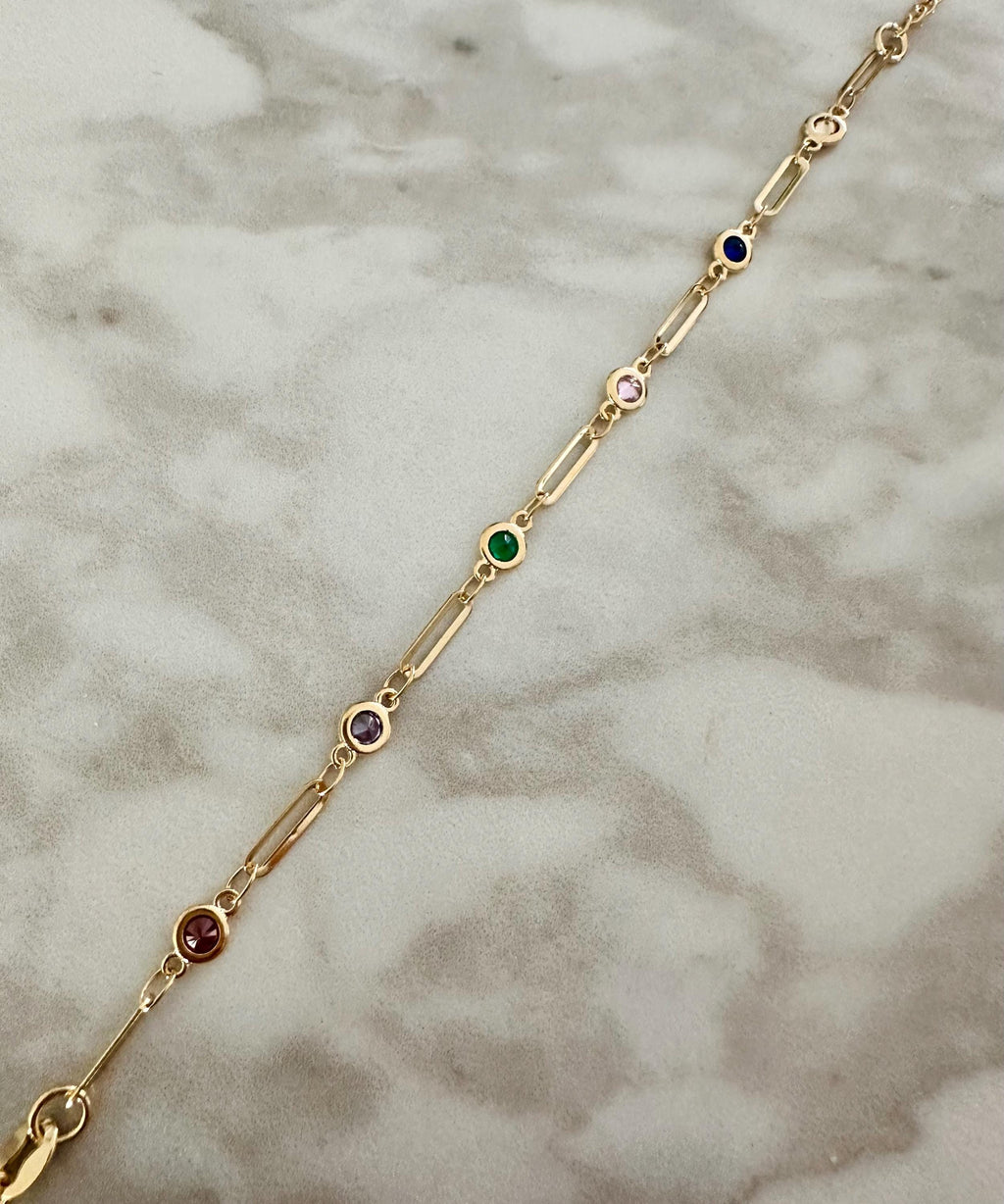 Multicolored CZ Chain Bracelet