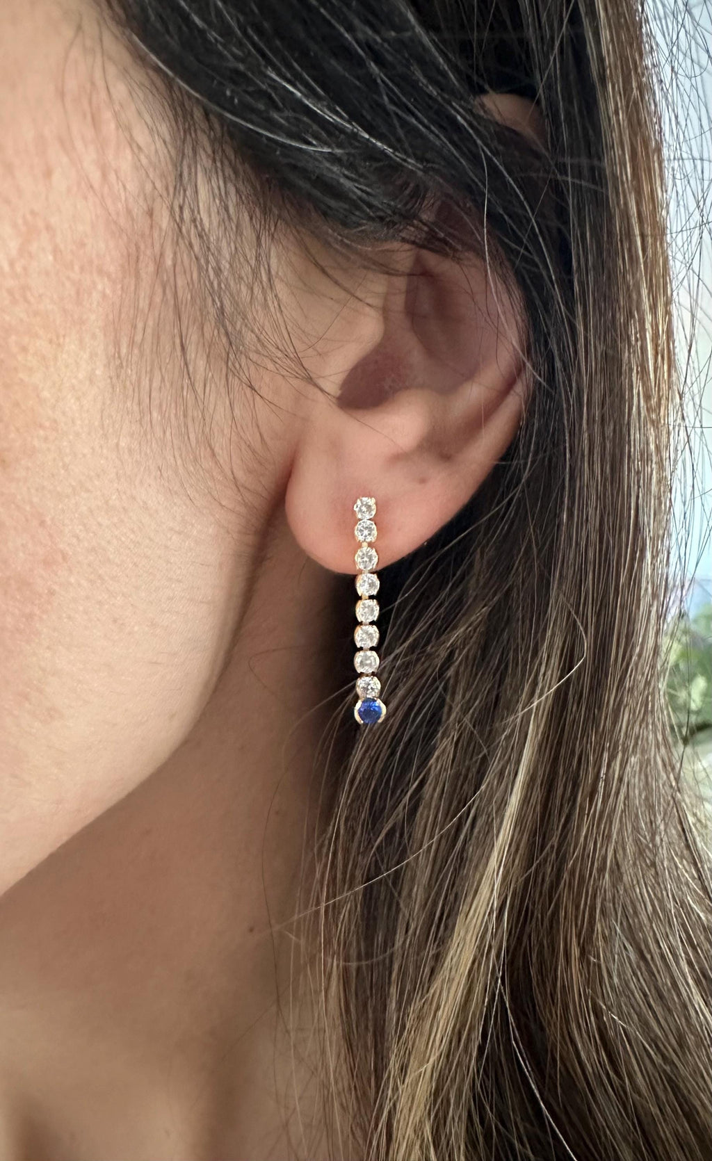 18k Gold Filled CZ Drop Earrings: Royal Blue Crystal Dangle