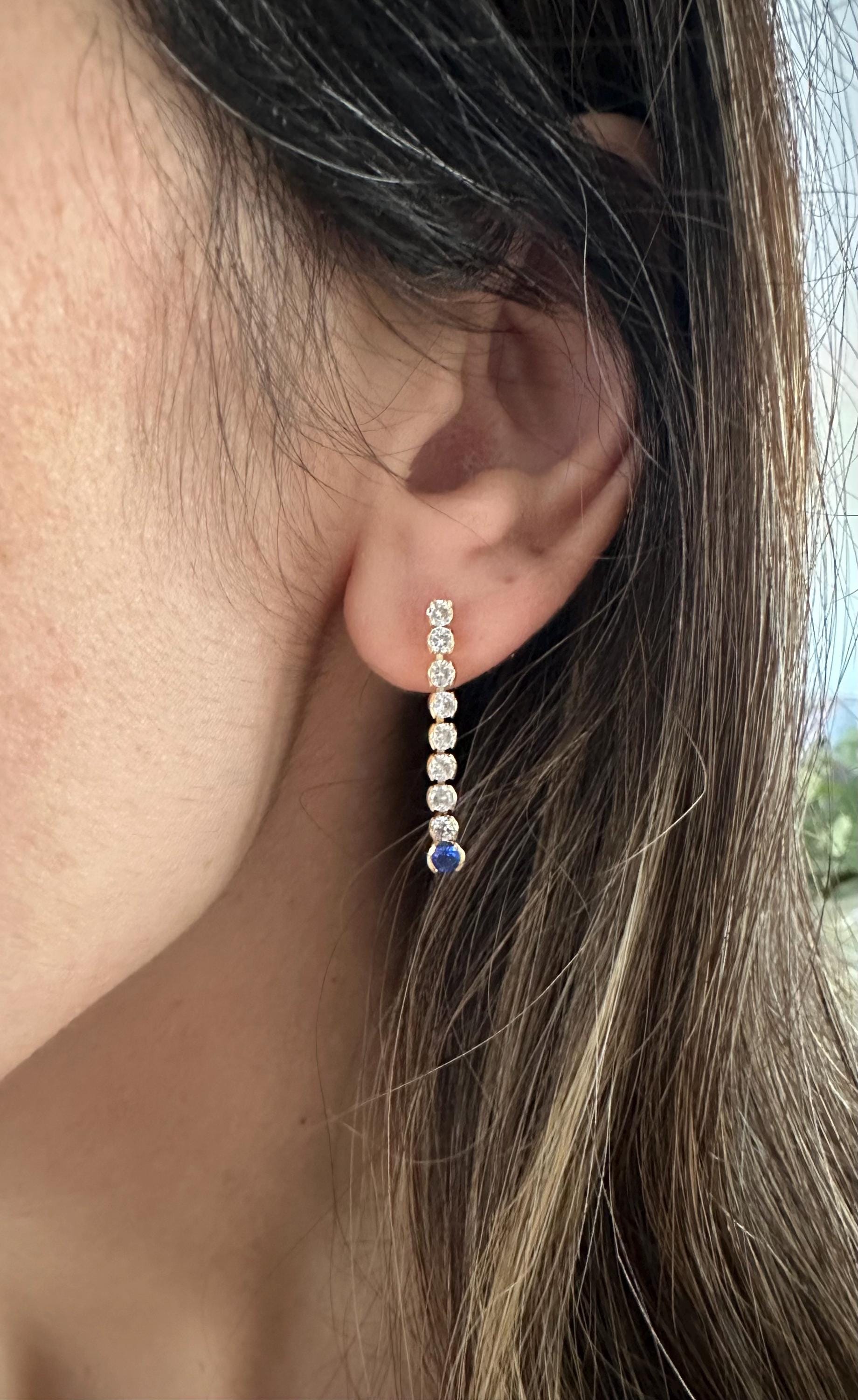 18k Gold Filled CZ Drop Earrings: Royal Blue Crystal Dangle