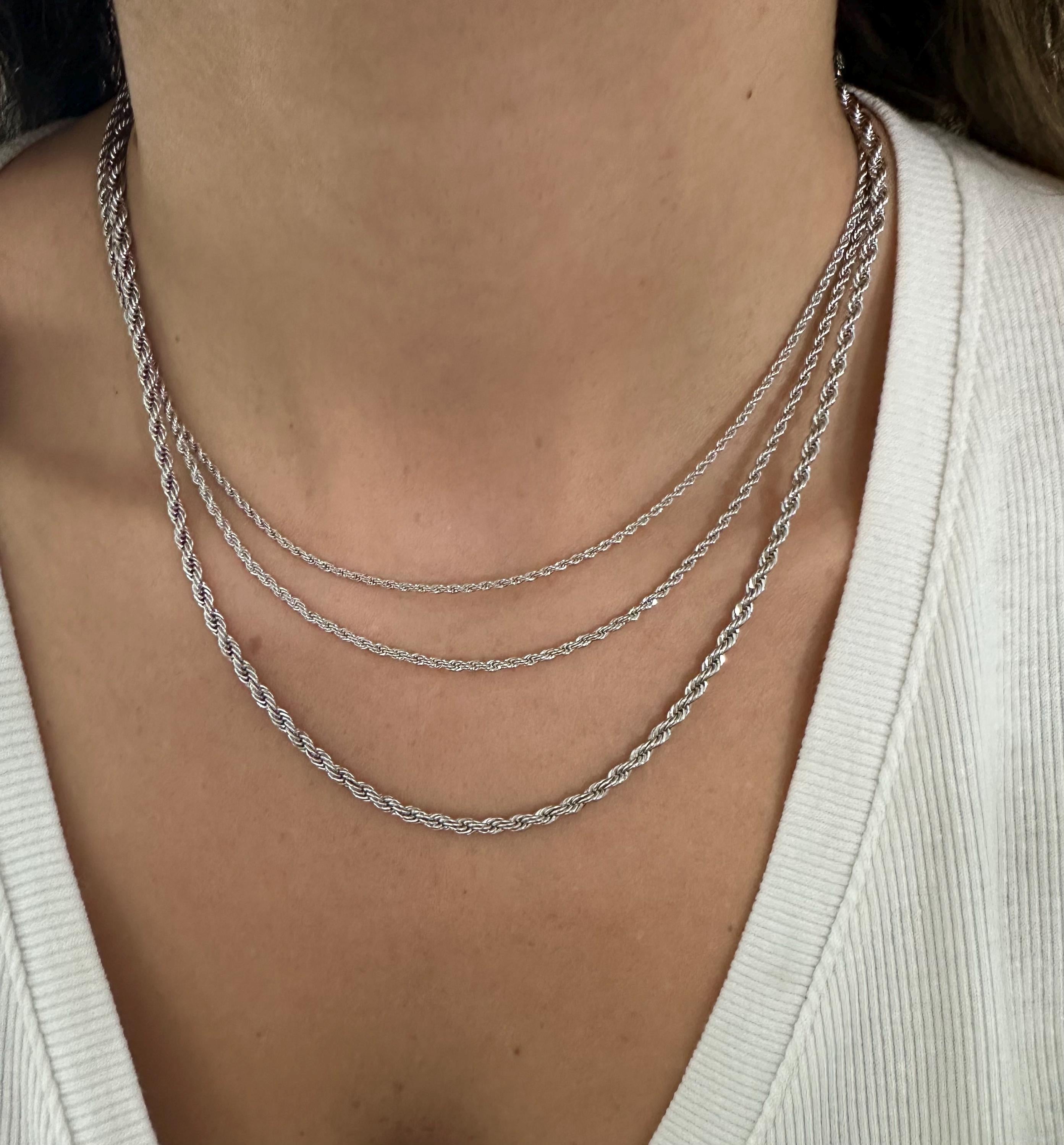 18k Gold Filled Triple Rope Chain Necklace-Statement Necklace, Layering Necklace