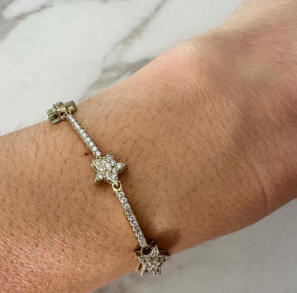18k yellow gold filled CZ Star Chain Bracelet, Dainty Bracelet, CZ Star bracelet
