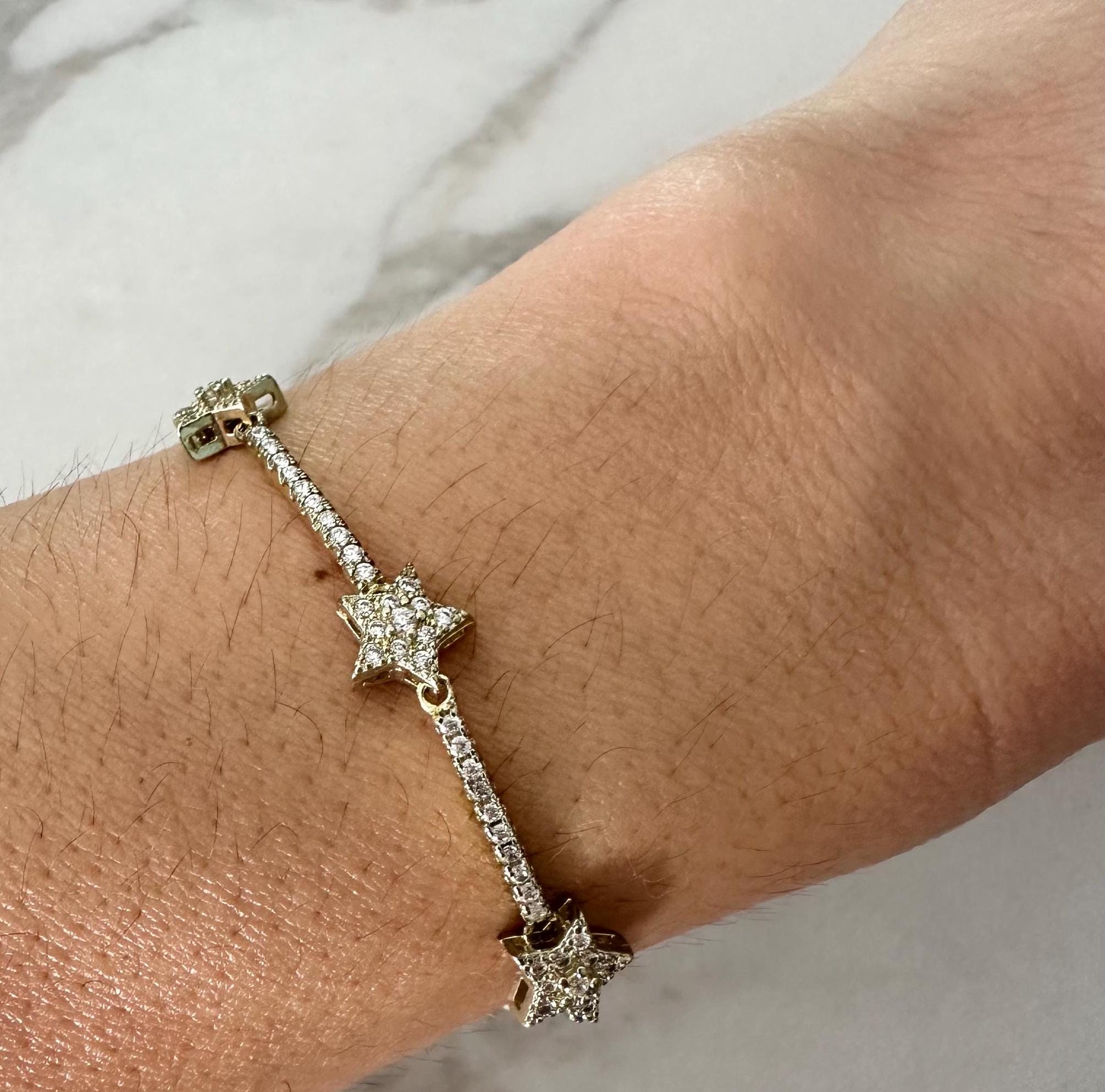 18k yellow gold filled CZ Star Chain Bracelet, Dainty Bracelet, CZ Star bracelet