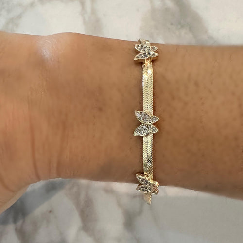 18k Gold Filled Butterfly CZ Bracelet: Charm Bracelet