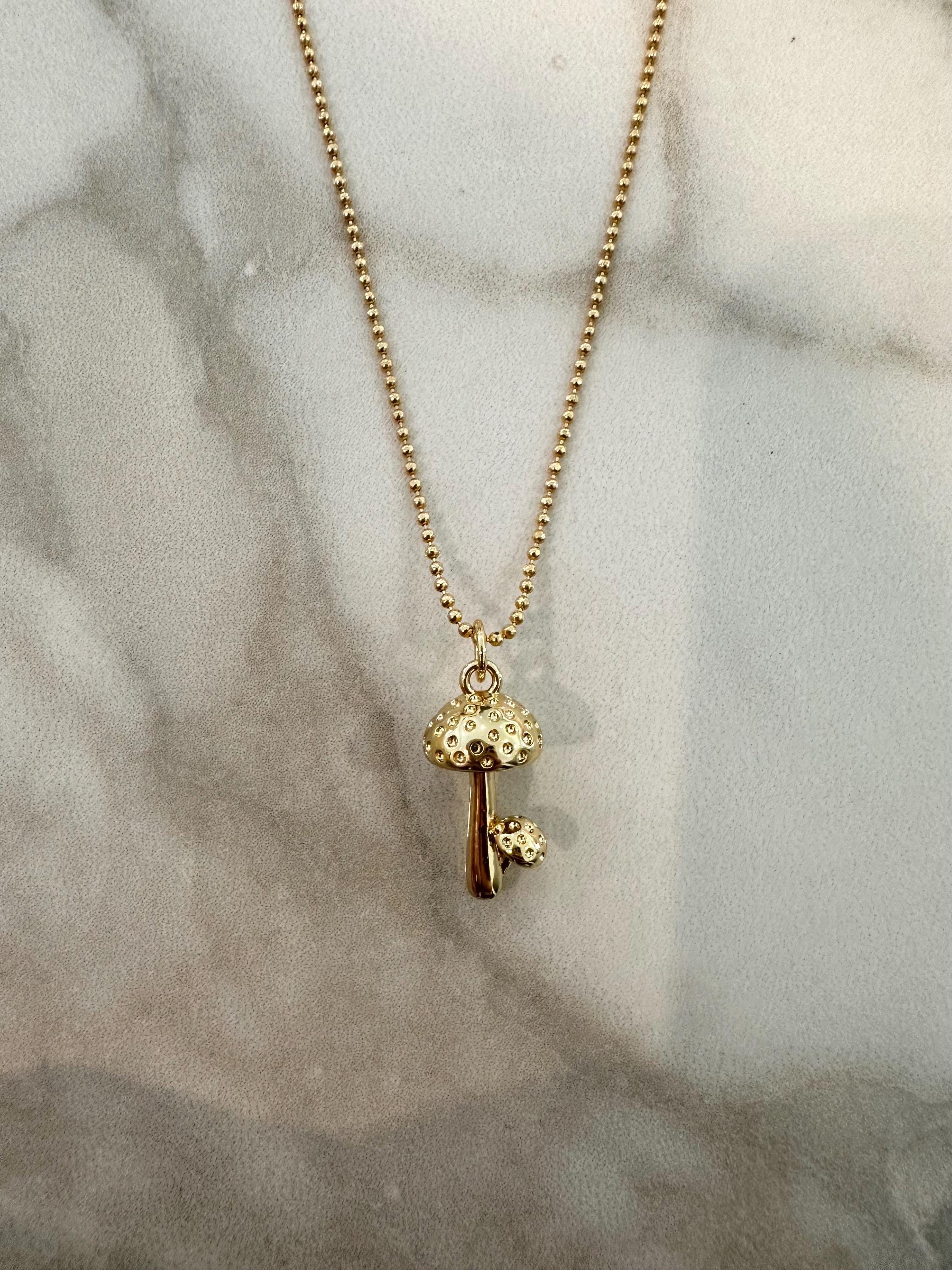 Gold Double Mushroom Necklace