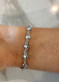 18k White Gold Filled Heart Chain Bracelet: Dainty Layering Bracelet Valentines Day