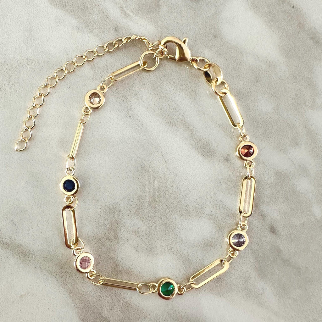 Multicolored CZ Chain Bracelet
