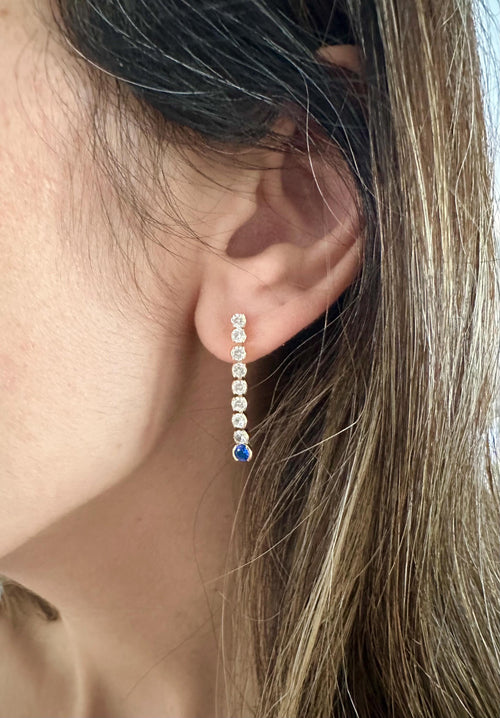 18k Gold Filled CZ Drop Earrings: Royal Blue Crystal Dangle