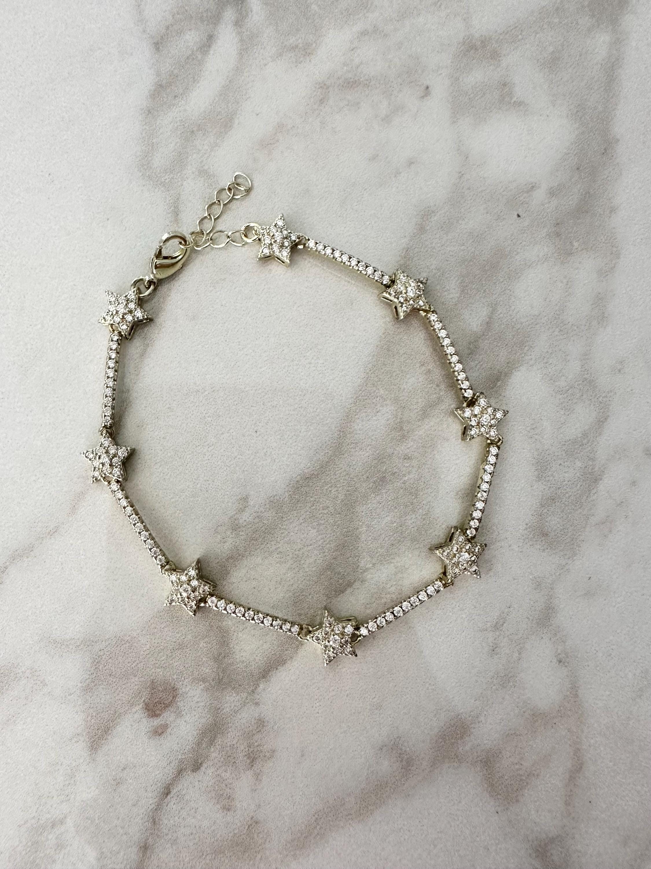18k yellow gold filled CZ Star Chain Bracelet, Dainty Bracelet, CZ Star bracelet