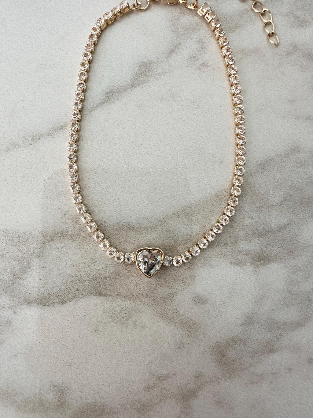 18k Gold Filled Heart CZ Tennis Bracelet Valentines Day