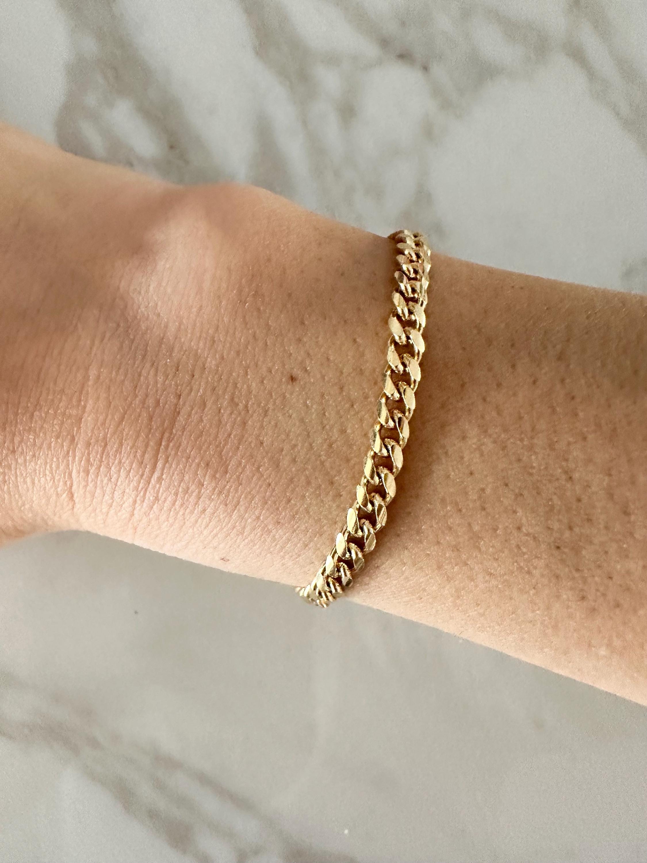 18k Gold Filled Cuban Link Bracelet: Dainty Layering Chain