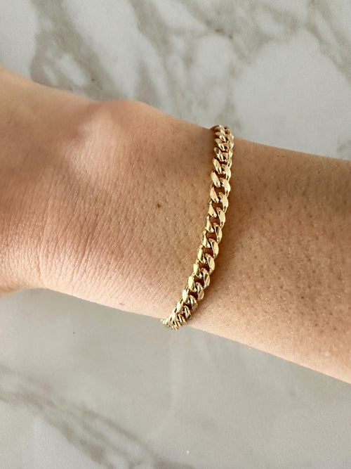 18k Gold Filled Cuban Link Bracelet: Dainty Layering Chain